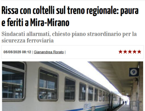 Rissa con coltelli sul treno regionale: paura e feriti a mira-mirano